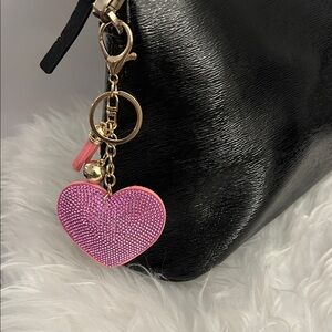 Black and Pink Heart Keychain Accessory